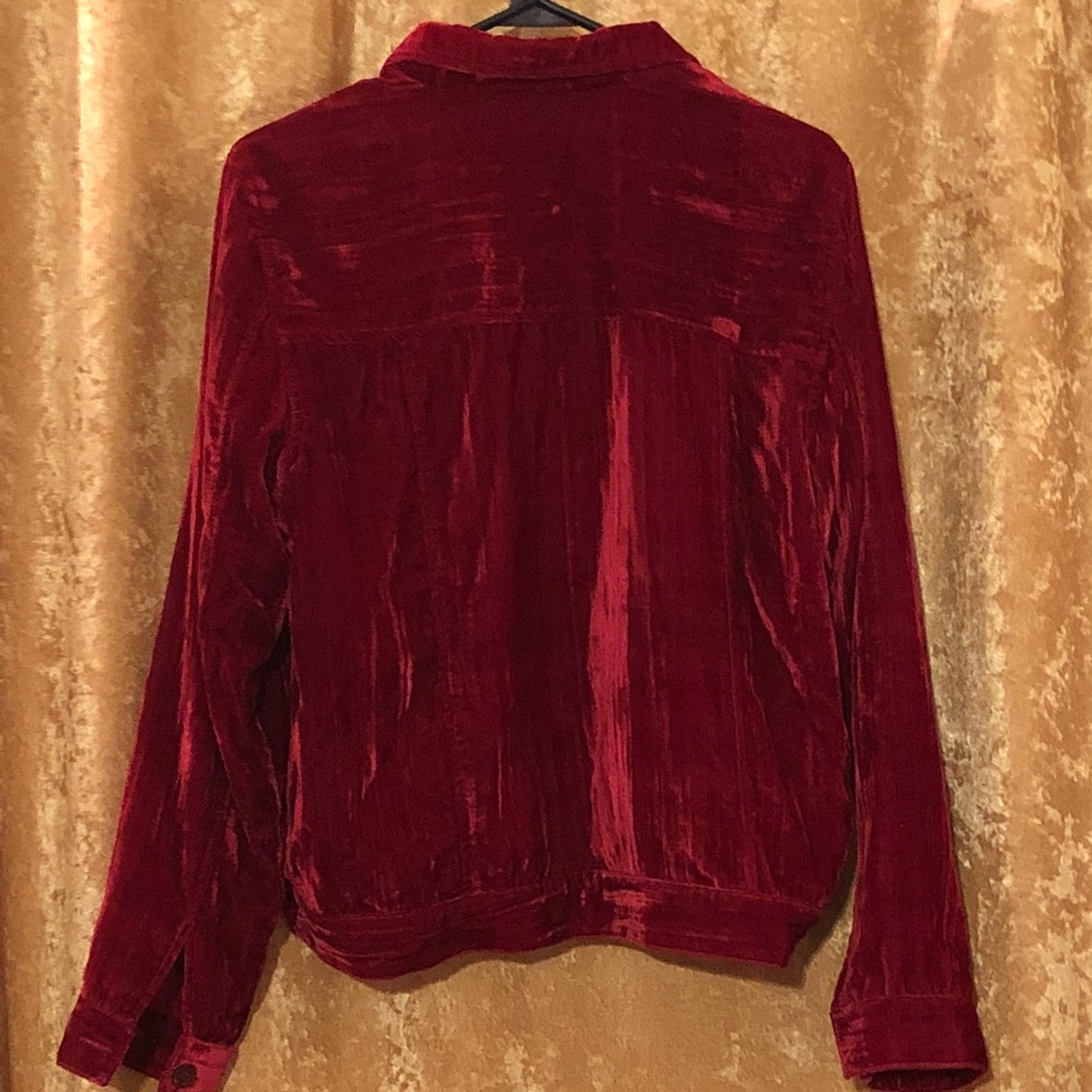 Red Velvet Button Up Blouse 90’s Retro Women’s Top